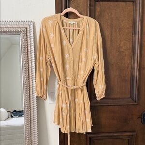 Z Supply Light Yellow Dress with White Palm Print